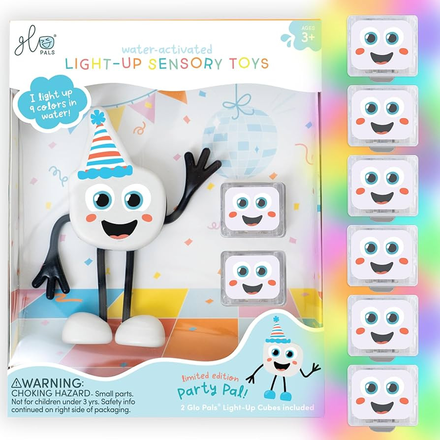 New Glo Pals Water-Activated Bath Toy with 6 Reusable Light-Up Cubes for Sensory Play (Party Pal) | Amazon (US)
