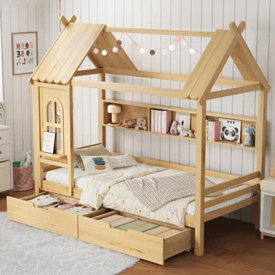 Space-saving Wood Beds With Storage, Childlike House Design For Home | Wayfair North America