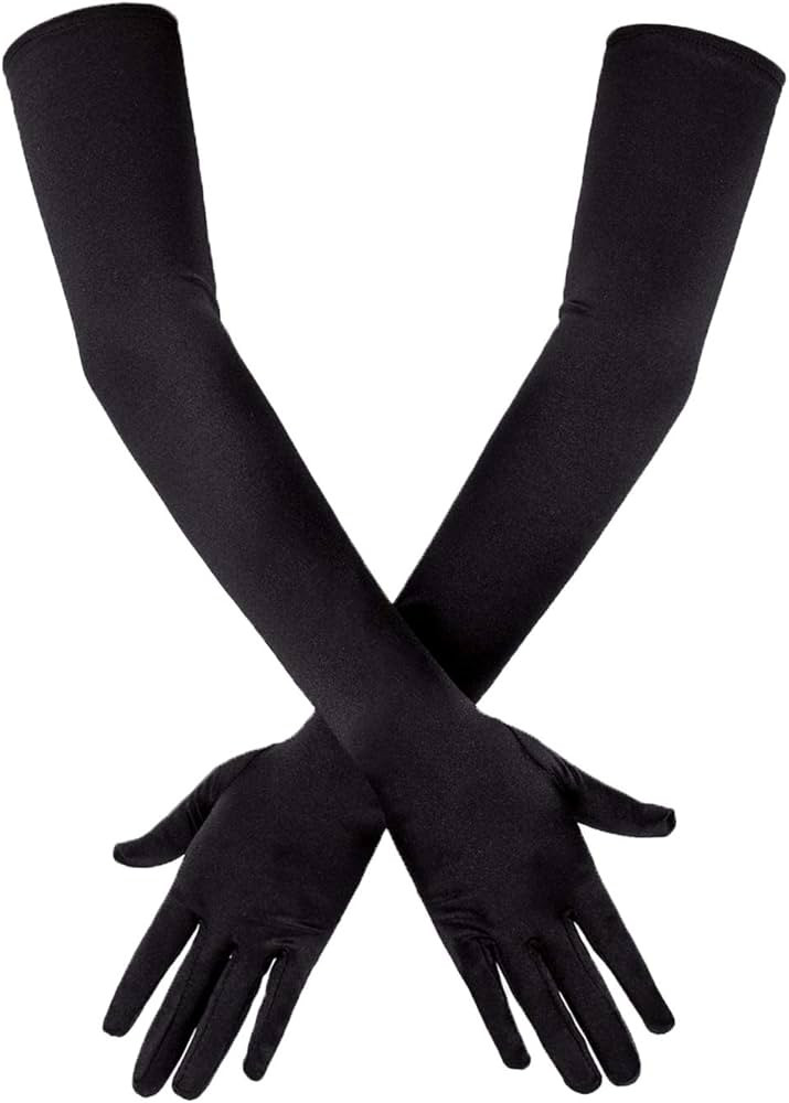 SAVITA Long Black Elbow Satin Gloves 21 inch Stretchy 1920s Opera Gloves Evening Party Dance Glov... | Amazon (US)