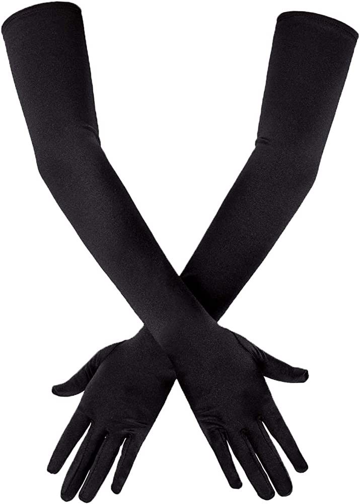 SAVITA Long Black Elbow Satin Gloves 21 inch Stretchy 1920s Opera Gloves Evening Party Dance Glov... | Amazon (US)