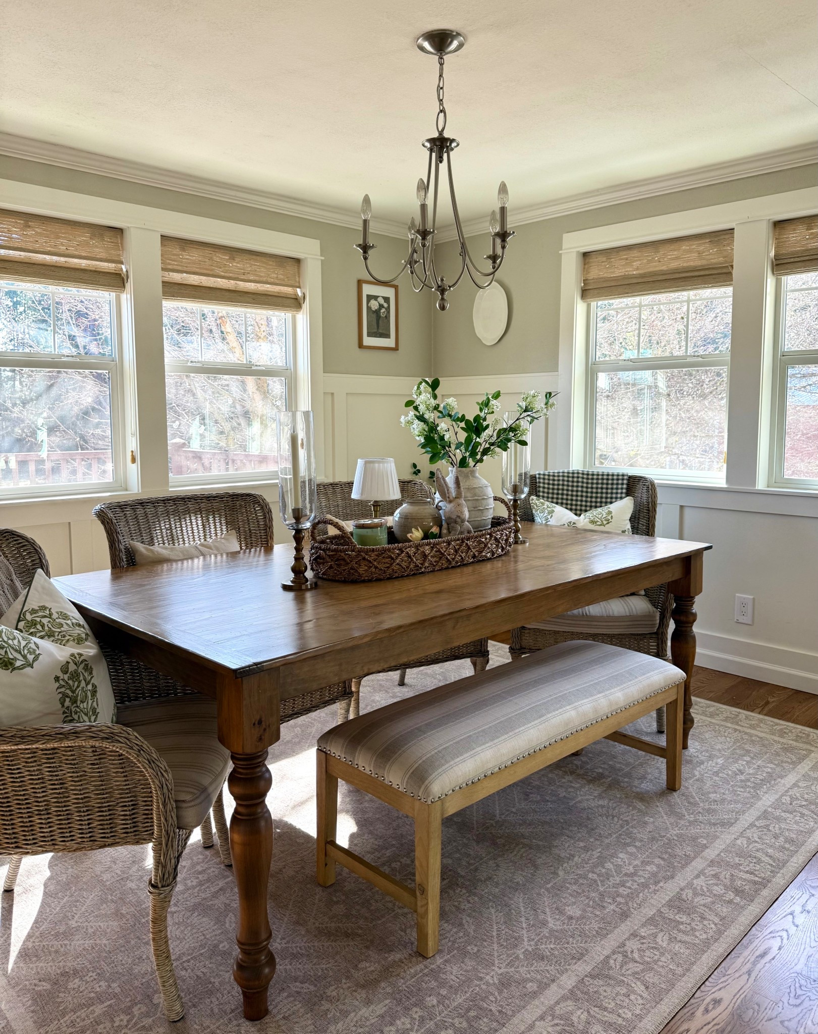 🌿 Come take a peek at our little dining room — cottage core spring edition.
There is something so soul-settling about a space that feels collected, cozy, and kissed by the season. We're mixing beautiful spring green prints that layer together like they were always meant to be, tucking in pretty woven baskets that add that perfectly imperfect texture, and filling every corner with green and white stems that look like they were just picked from the garden this morning. 🌸🧺
No fuss. No perfectly matching sets. Just warmth, intention, and a little bit of that storybook spring feeling we all crave this time of year.
This is the dining room that makes you want to pour a cup of tea and stay a while. ☕🌷

#LTKSeasonal #LTKHome #LTKSpringSale