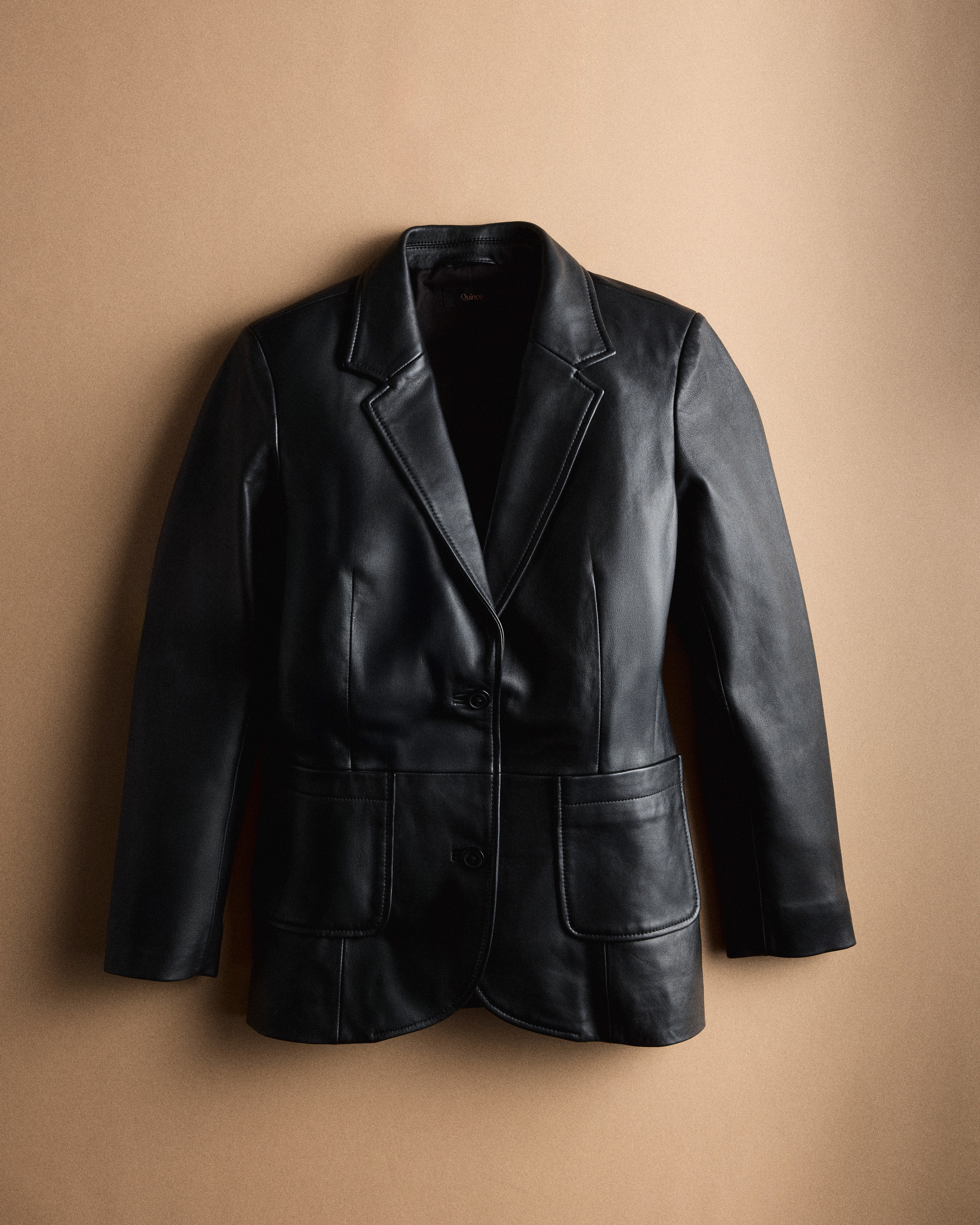 Quince | Women's Blazer in True Black, Size Medium, Leather | Quince