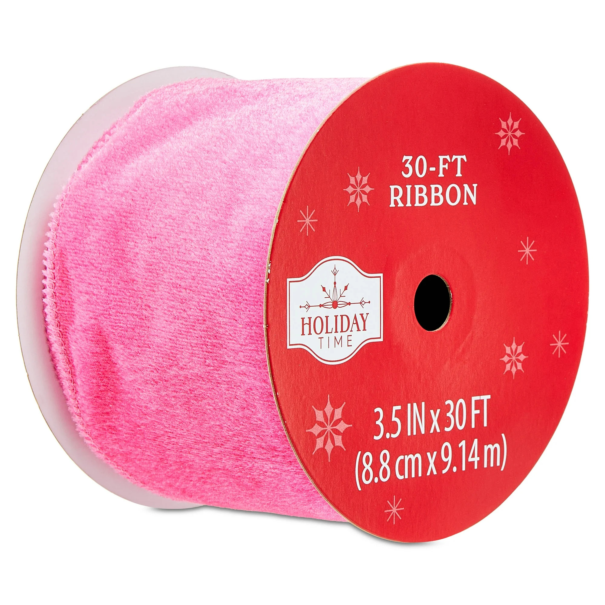 Pink Velvet Christmas Ribbon, 3.5" x 30', by Holiday Time | Walmart (US)