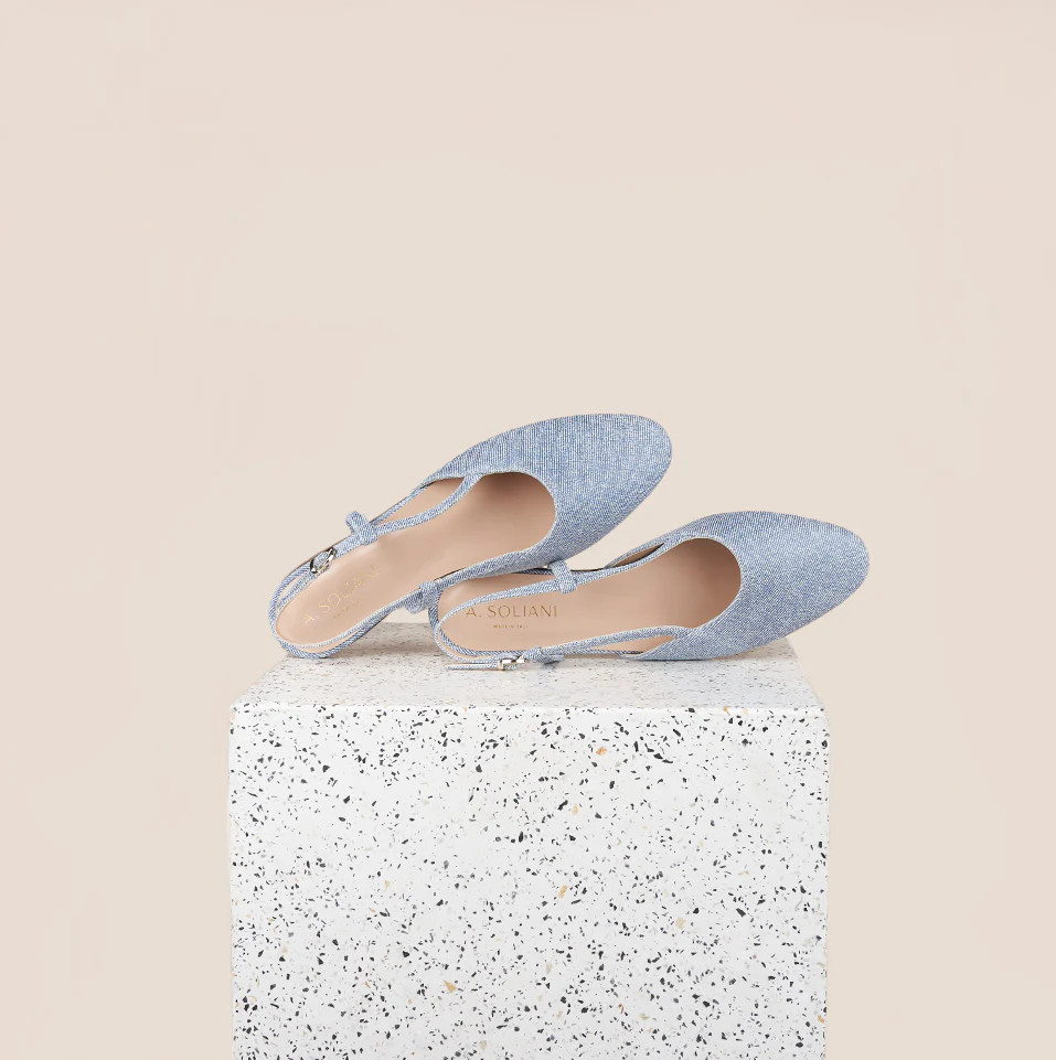 Capri Slingback In Printed Suede Denim | A. Soliani | A.Soliani
