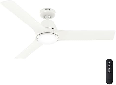 Hunter Fan 52 Inch White Indoor/Outdoor Ceiling fan with Light and Remote for Bedroom, Living Roo... | Amazon (US)