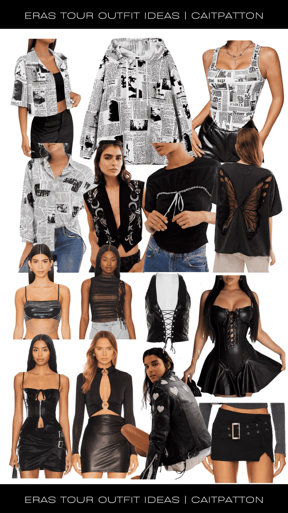 Reputation vibes! Newspaper dress, newspaper top, newspaper corset, newspaper outfit, leather top, leather dress, leather skirt, cutout top, cutout t shirt, embellished top, mesh top, buckle skirt, grunge skirt, grunge top, grunge dress, black top, black dress, black skirt, Reputation outfits, reputation outfit, reputation outfit ideas, reputation outfit inspo, rep outfit, rep inspo, rep outfits, rep eras tour outfit, reputation eras tour outfit, Taylor swift eras tour outfit, Taylor swift outfit, eras tour outfit idea, eras tour outfits, reputation era, reputation Taylor's version, leather corset 

#LTKStyleTip #LTKSaleAlert #LTKParties