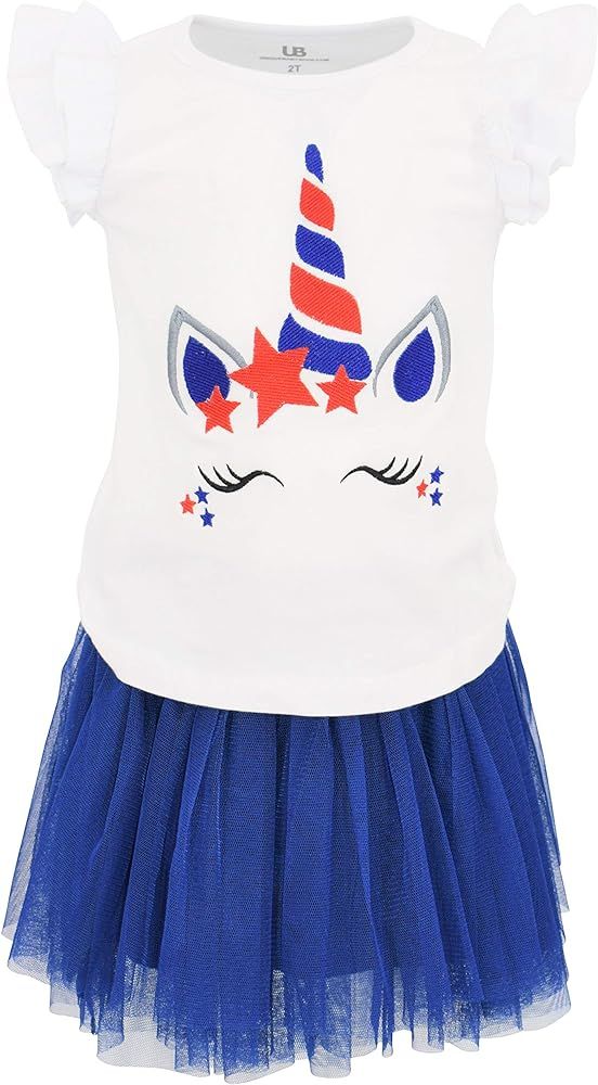 Amazon.com: Unique Baby Girls 4th of July Patriotic Unicorn Embroidery Tutu Skirt Set (8): Clothing, | Amazon (US)