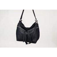 Soft & Slouchy Black Hobo Purse With Zippers Outside - Women Soft Leather Bag Black Shoulder Handbags- Gift For Wife | Etsy (US)