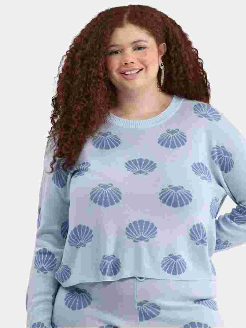 No Boundaries Intarsia Knit Top Coverup with Long Sleeves, Women's | Walmart (US)