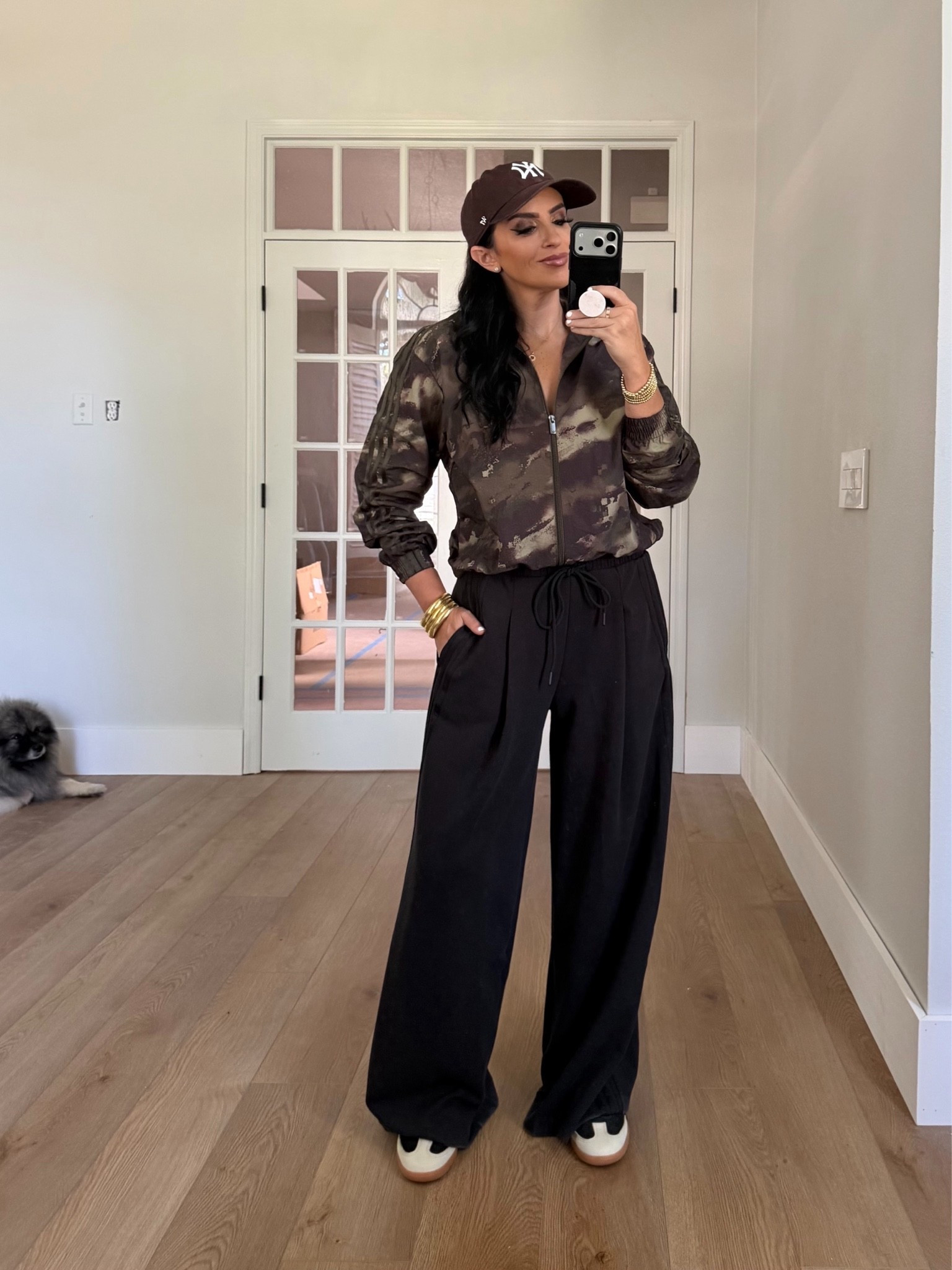 Adidas Camouflage adilenium track pants wearing size small. Adidas wide leg pants wearing size small