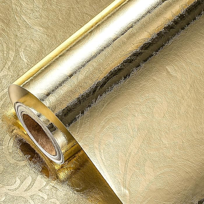 LeZakaa 3D Embossed Floral Foil Gold Wrapping Paper, Vintage Flower Metallic Foil for Birthday Ch... | Amazon (US)