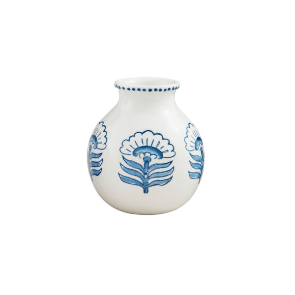 Small Blue Floral Print Vase | Mud Pie