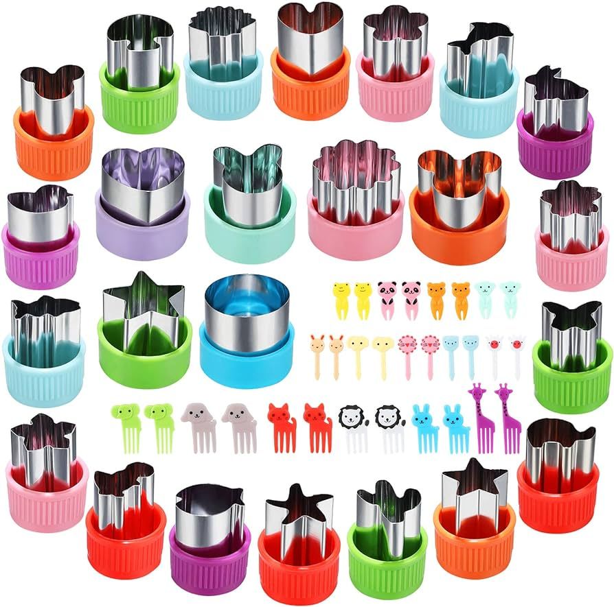 Vegetable Cutter Shapes Set, 24pcs, Mini Cookie Cutters Set Fruit Cookie Pastry Stamps Mold with ... | Amazon (US)