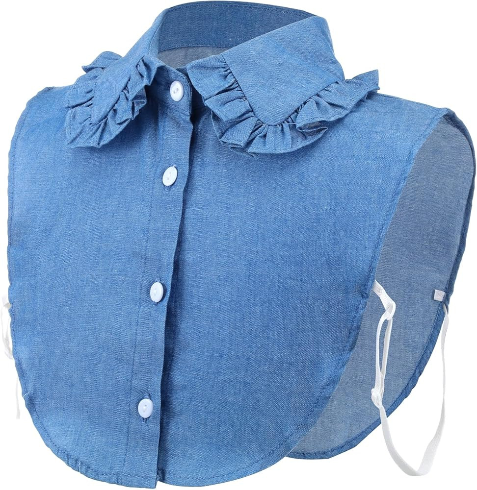 Vintage Blue Detachable Dickey Collar Half Shirts Blouse False Collar Top for Women Girls | Amazon (US)