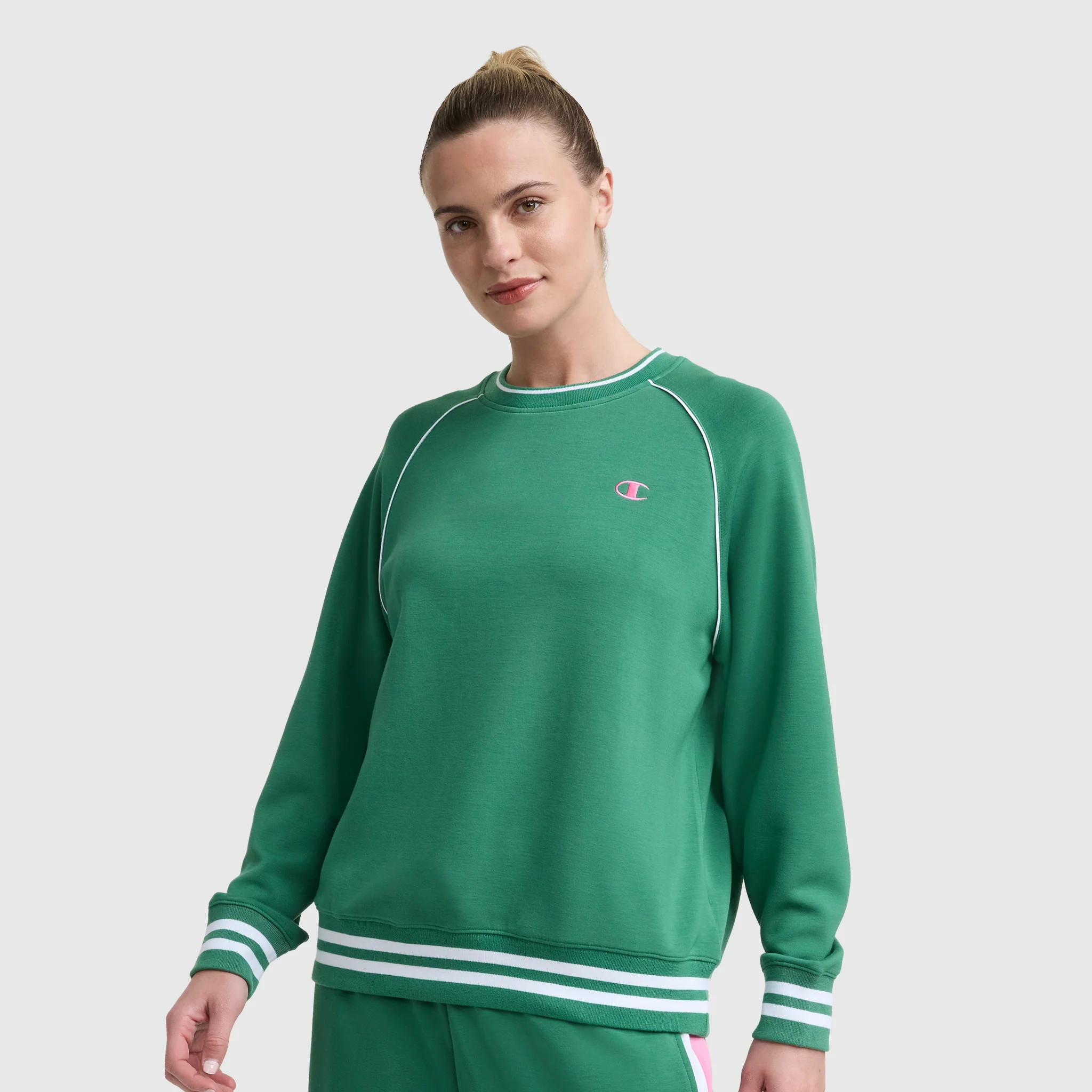 Tennis Court Raglan Crewneck, C Logo | ChampionUSA.com (Hanesbrands Inc.)
