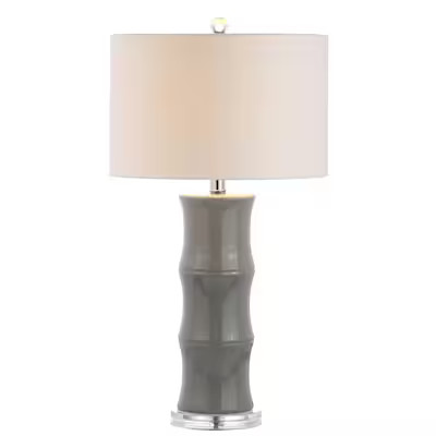 JONATHAN  Y Traditional 26.5-in Gray Rotary Socket Table Lamp with Linen Shade | Lowe's