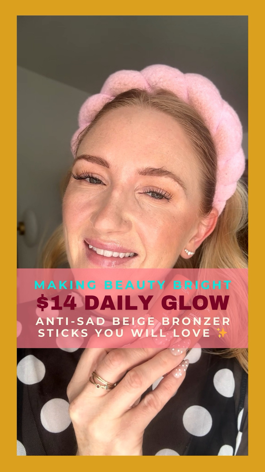 The $10 Drugstore Bronzer Stick for a Bright, Glowy Finish 💸✨
If you’ve been looking for a high-end cream bronzer but don't want to spend $40, the L’Oreal Lumi Bronzer Stick is the answer. I’ve officially added this to my "Making Beauty Bright" essentials list because it adds the prettiest angel glow to the skin 🙌🏼

These have a beautiful warm undertone that perfectly complements a colorful spring wardrobe. It’s luminous but not glittery—think "Golden Hour" in a bottle!

Shop the Look:
* ✨ The Bronzer: L’Oreal Lumi Bronzer Sticks (Shades: Toasted Sunlight 110 and Sunkissed Rosé 100)
* 🖌️ The Brush: My go-to buffing brush for cream products
* 💄 The Lip: Wonderskin in Hush as a liner and Summer Friday’s Iced Coffee gloss
Everything is linked below in my LTK! 💖

#LTKselfcare #LTKmorningroutine #LTKBeauty