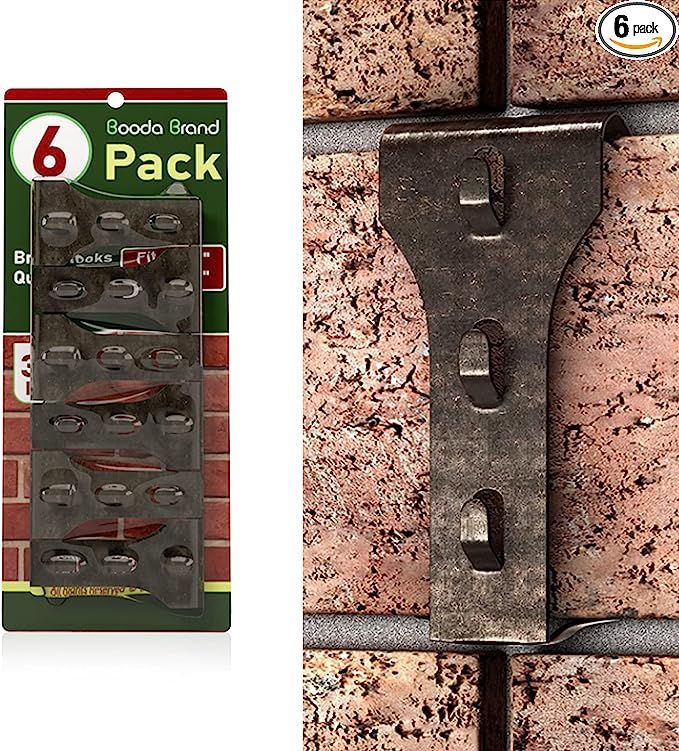 Brick Hook Clips (6 Pack) for Hanging Outdoors, Brick Hangers Fits Queen Size Brick 2-1/2" to 2-3... | Amazon (US)