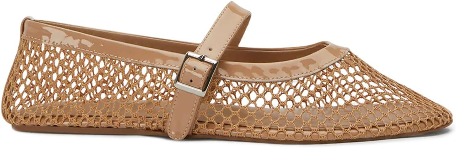 Women's Mesh Ballet Flats Buckle Strap Comfortable Ballerina Shoes Ladies Wide Width Casual Dress... | Amazon (US)