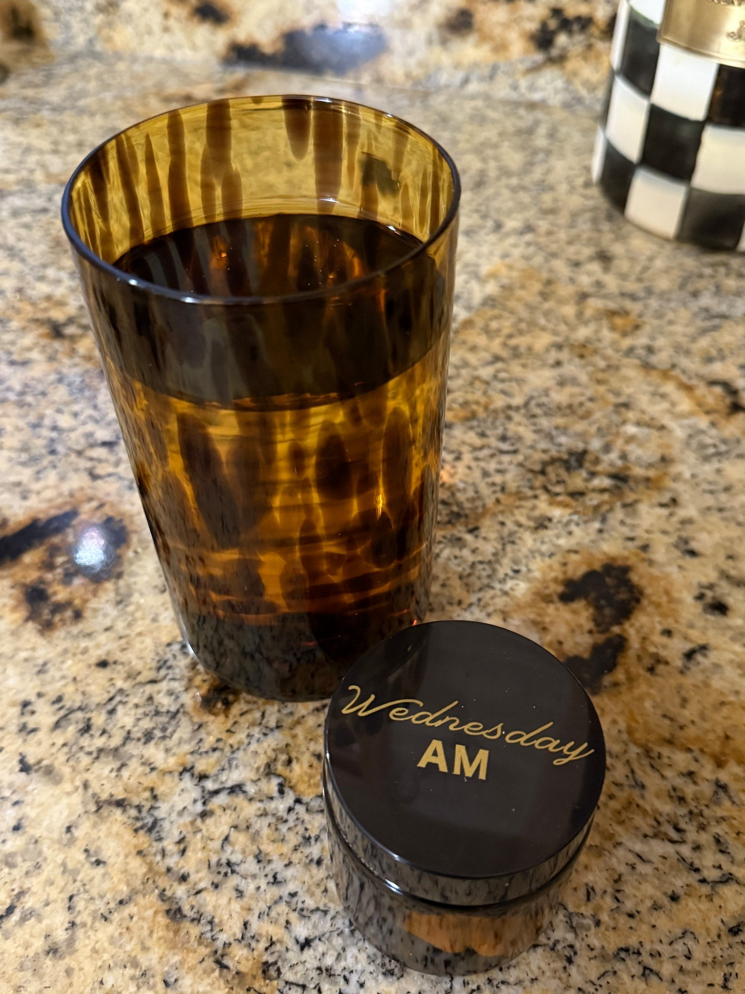 Tortoise drinking glasses & amber glass jars for organizing weekly morning and nightly supplements with DIY cricut labels 

#LTKStyleTip #LTKTravel #LTKHome