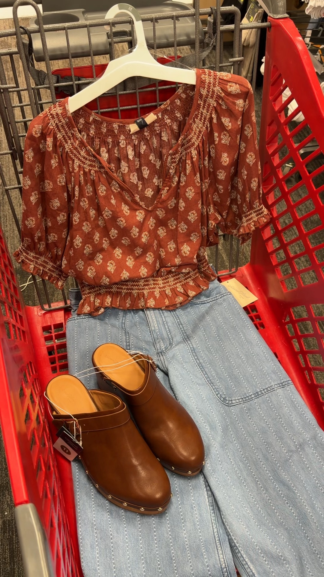 Target fall outfit idea with this paisley blouse and barrel jeans #targetstyle @Target #ad