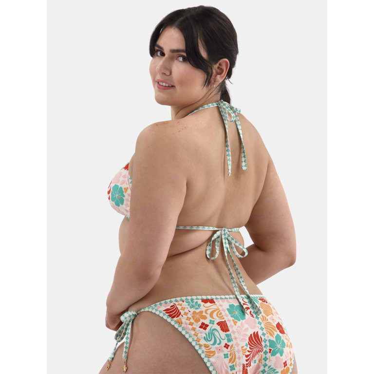 No Boundaries Surf Kitschy Binding Triangle Bikini Top, Women's | Walmart (US)