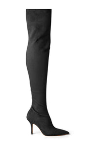 Kylie Black Stretch Suede 9.5cm Long Boots | Tony Bianco (Global)