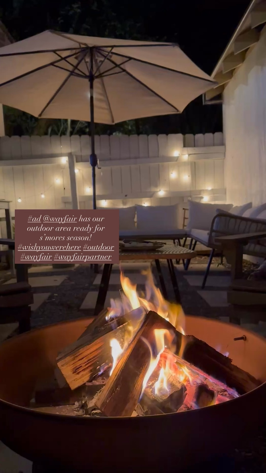 #ad @Wayfair has our outdoor area ready for s’mores season! #wishyouwerehere #outdoor #wayfair #wayfairpartner 

#LTKfoodie #LTKHome #LTKSeasonal