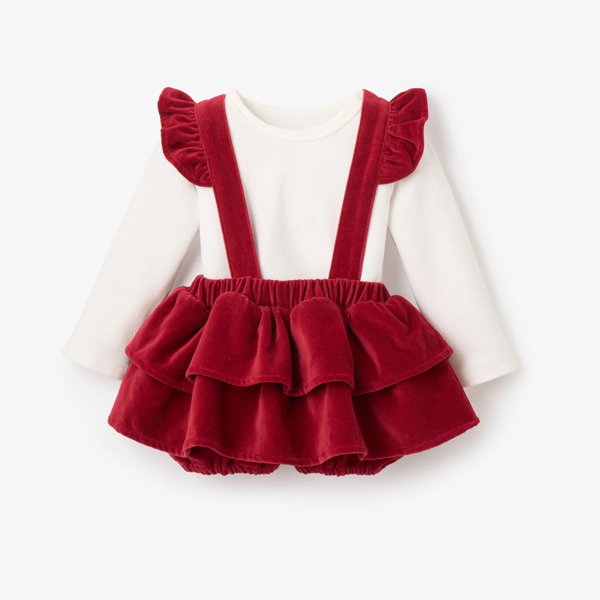 Red Velvet Jumper Skirt Set | Elegant Baby