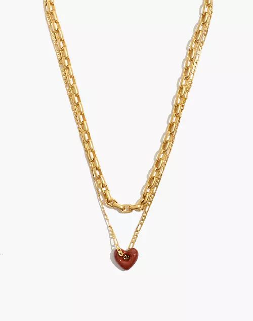 Enamel Heart Chain Necklace Set | Madewell