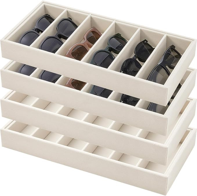 4 Pcs Velvet Sunglasses Organizer Tray 6 Grid Sunglass Organizer Velvet Tray Stackable Glasses Di... | Amazon (US)