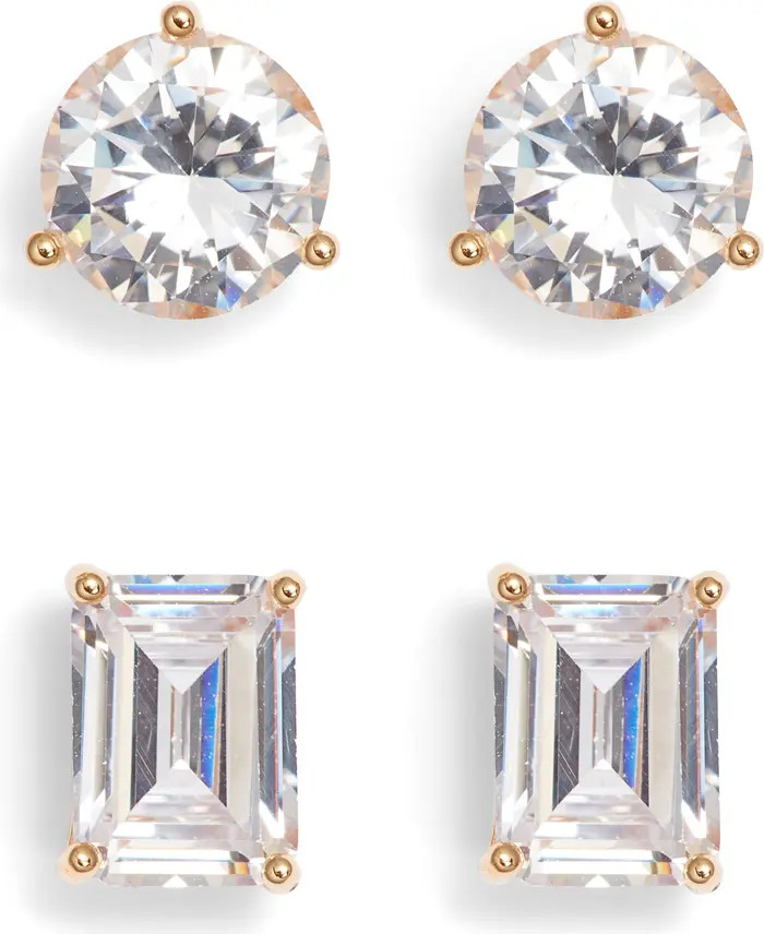 Nordstrom Set of 2 Cubic Zirconia Stud Earrings | Nordstrom | Nordstrom