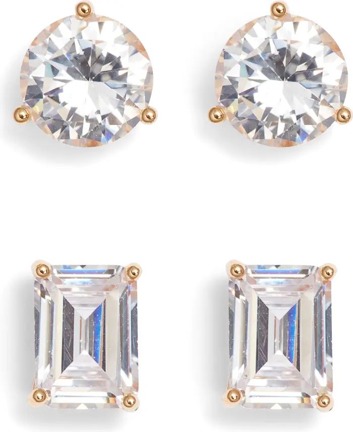 Nordstrom Set of 2 Cubic Zirconia Stud Earrings | Nordstrom | Nordstrom