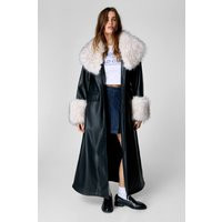 Nasty Gal Women's Plush Tipped Fur Maxi Coat in Black | Size: 8 | NastyGal UK