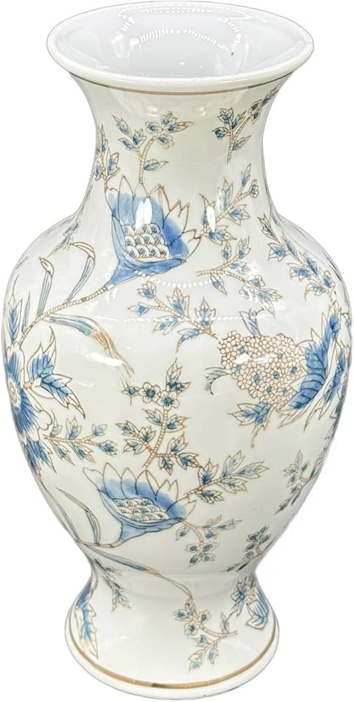 Galt International White & Blue Floral Chinoiserie Ceramic Vase 14" - Hand Painted Antique Style ... | Amazon (US)