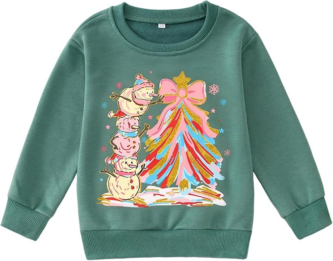 Ritatte Toddler Baby Girl Christmas Sweatshirts Cute Christmas Snowman Xmas Tree Pullover Holiday... | Amazon (US)