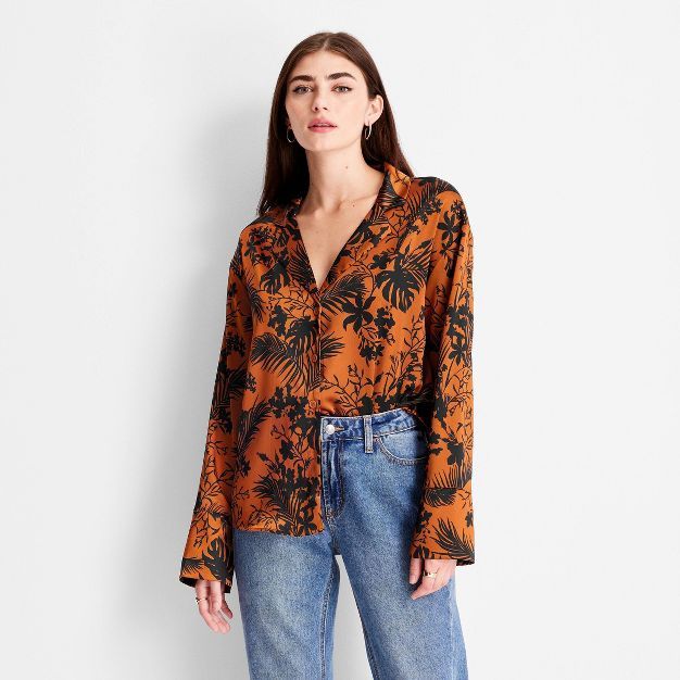 Women's Long Sleeve Satin Blouse - Future Collective™ with Kahlana Barfield Brown | Target