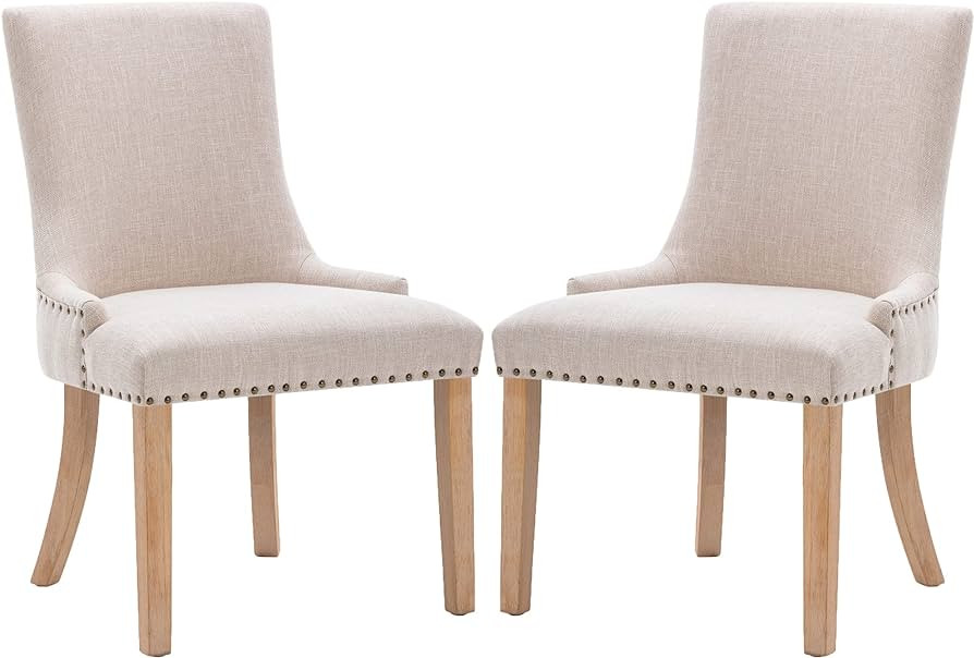 KCC Fabric Dining Chairs Set of 2 Upholstered Dining Room Chair with Solid Wood Legs,Modern Style... | Amazon (US)
