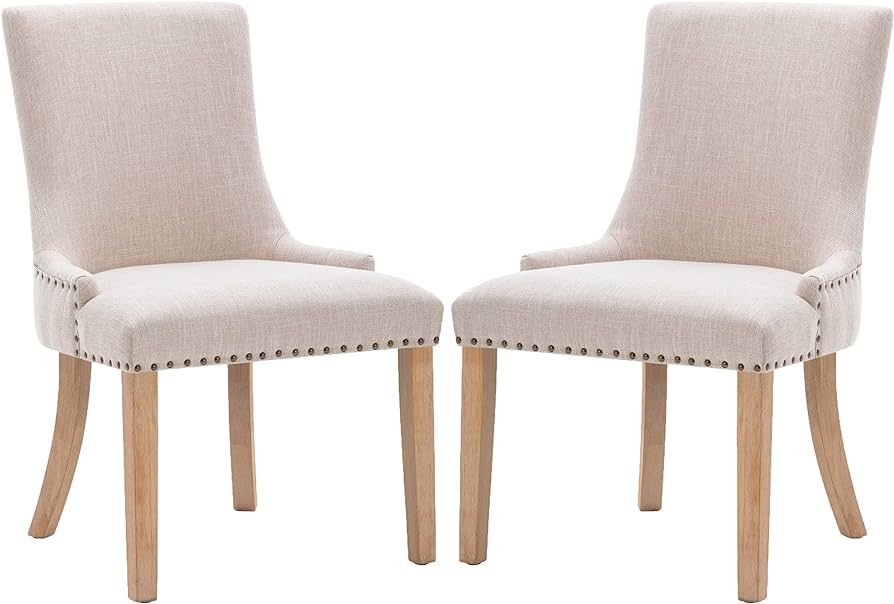 KCC Fabric Dining Chairs Set of 2 Upholstered Dining Room Chair with Solid Wood Legs,Modern Style... | Amazon (US)