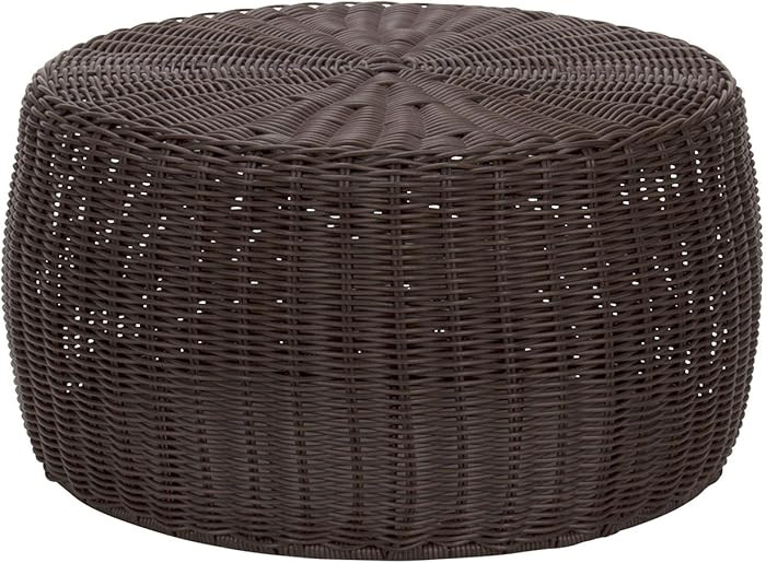 Household Essentials Handwoven Resin Storage Stool Ottoman, Brown | Amazon (US)