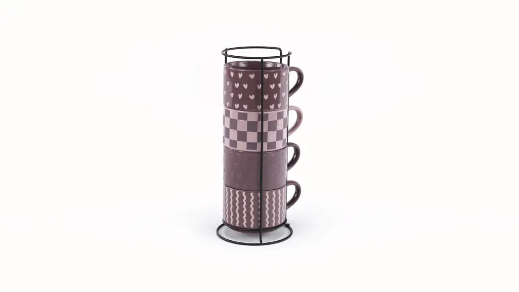 Thyme & Table 4 Pack Stacking Mugs, Purple Hearts, Purple Checkered and Purple Squiggles 11.1 fl ... | Walmart (US)