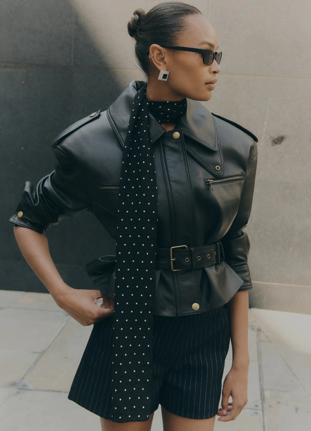 Black Leather Cropped Jacket | DE SAVARY LONDON