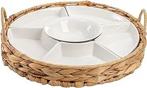 AVLA Ceramic Divided Serving Dishes, Porcelain Relish Tray, Party Appetizer Platter, 6 Removable ... | Amazon (US)