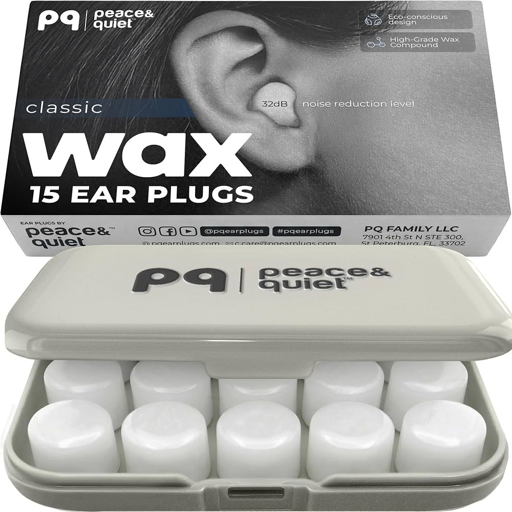 Peace&Quiet PQ Wax Ear Plugs for Sleeping, Swimming - 15 Soft Noise Cancelling Silicone Gel Wax E... | Amazon (US)