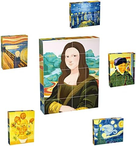 PicassoTiles 1” Magnetic Puzzle Building Cubes Blocks for kids, Van Gogh puzzle, Mona Lisa Hand... | Amazon (US)