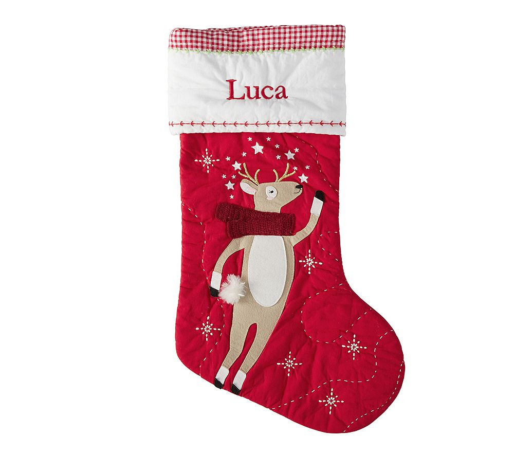 Musical Reindeer Light-up Quilted Christmas Stocking | Pottery Barn Kids