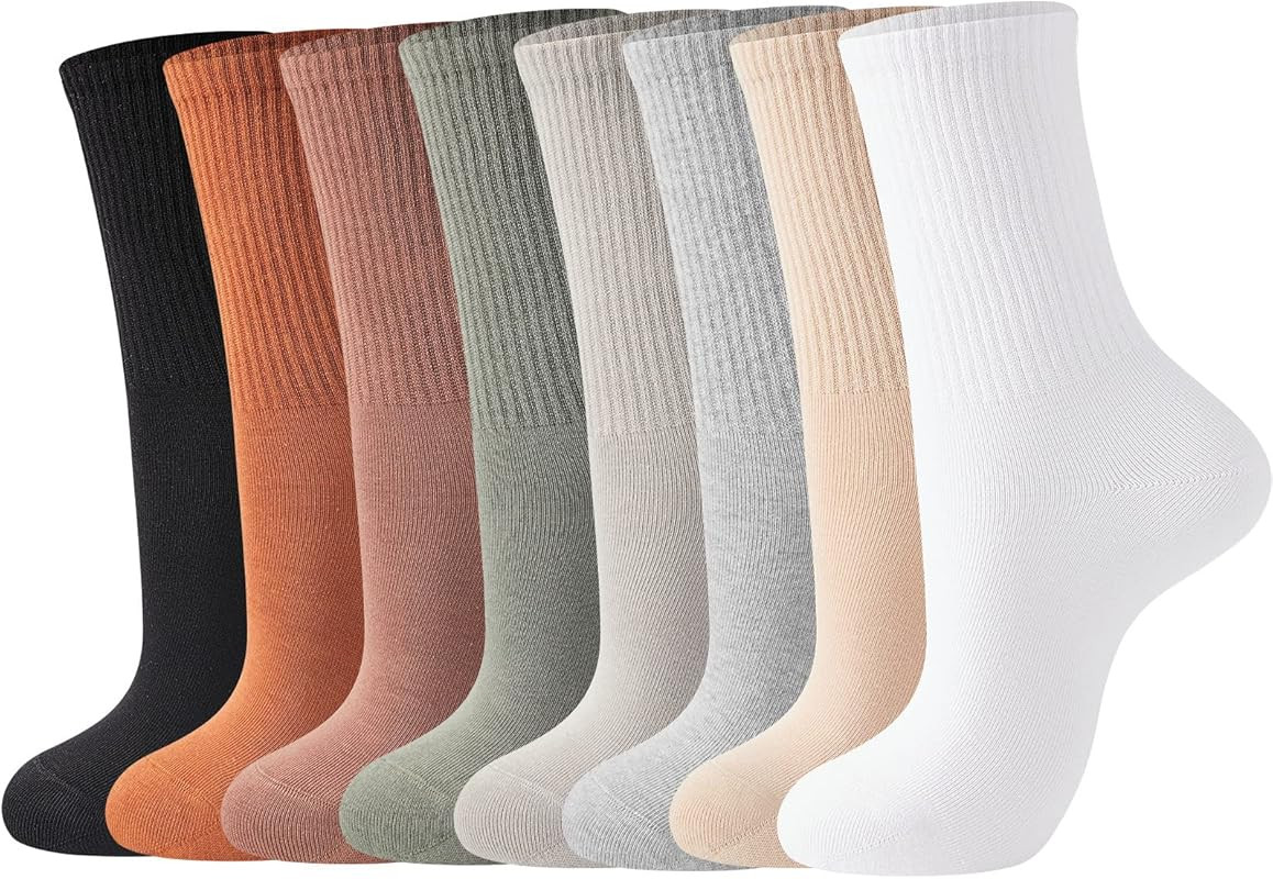 Womens Cotton Crew Socks, Thin Soft Comfort Breathable Dress Socks, Above Ankle Crew Socks for Bu... | Amazon (US)