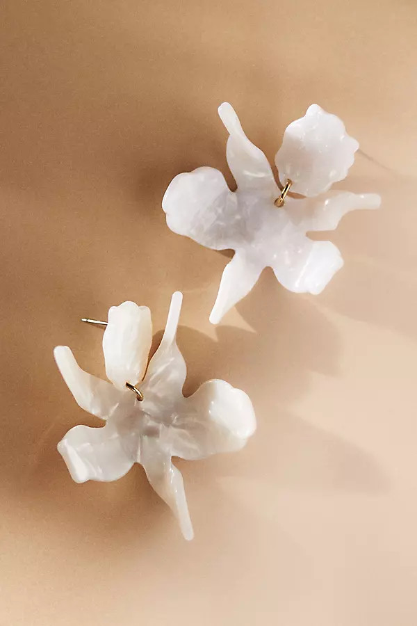 Lele Sadoughi Mother-of-Pearl Small Paper Lily Earrings By Lele Sadoughi in White | Anthropologie (US)