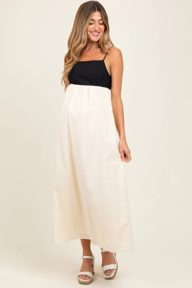 Cream Contrast Skirt Maternity Maxi Dress | PinkBlush Maternity