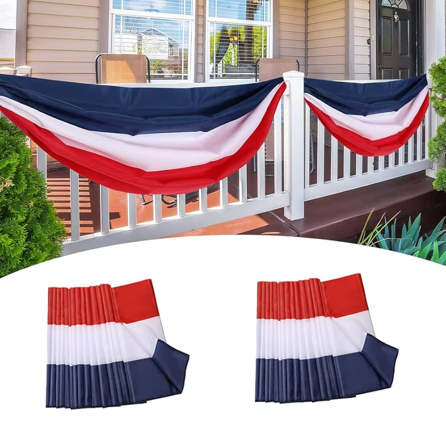2Pack American Bunting Flag 4th of July 2x20Ft USA Patriotic Banner for Outside Decor Porch Outdo... | Amazon (US)